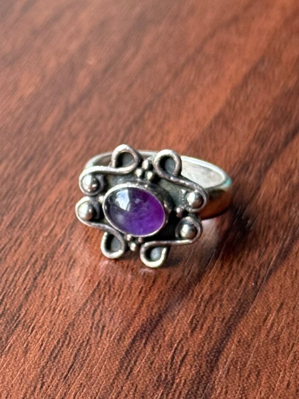 Vintage Mexican Sterling Silver and Amethyst Ring